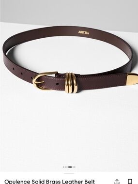 Aritzia Manor Brown Belt with Gold Brass Rings
